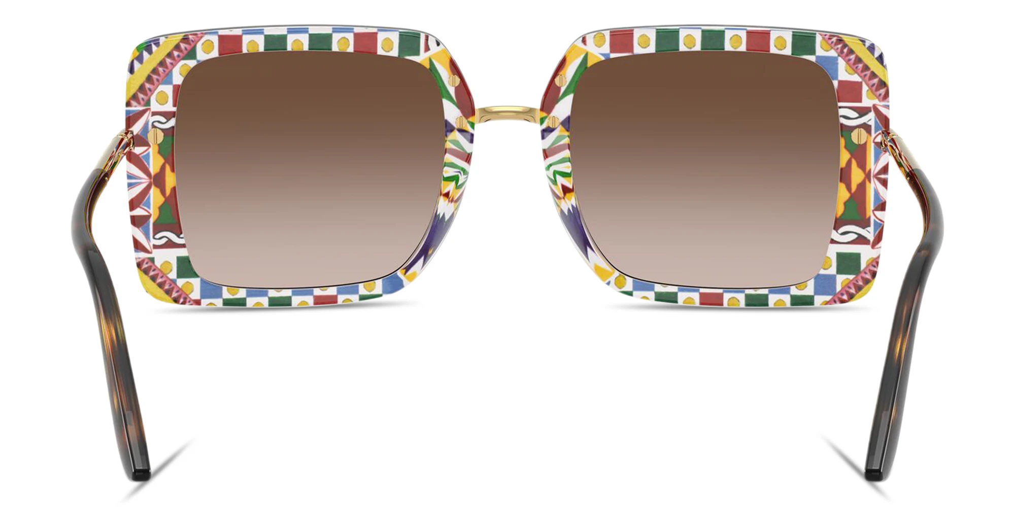 Shop Dolce & Gabbana Engraved Logo Oversized Square Sunglasses in Havana online.