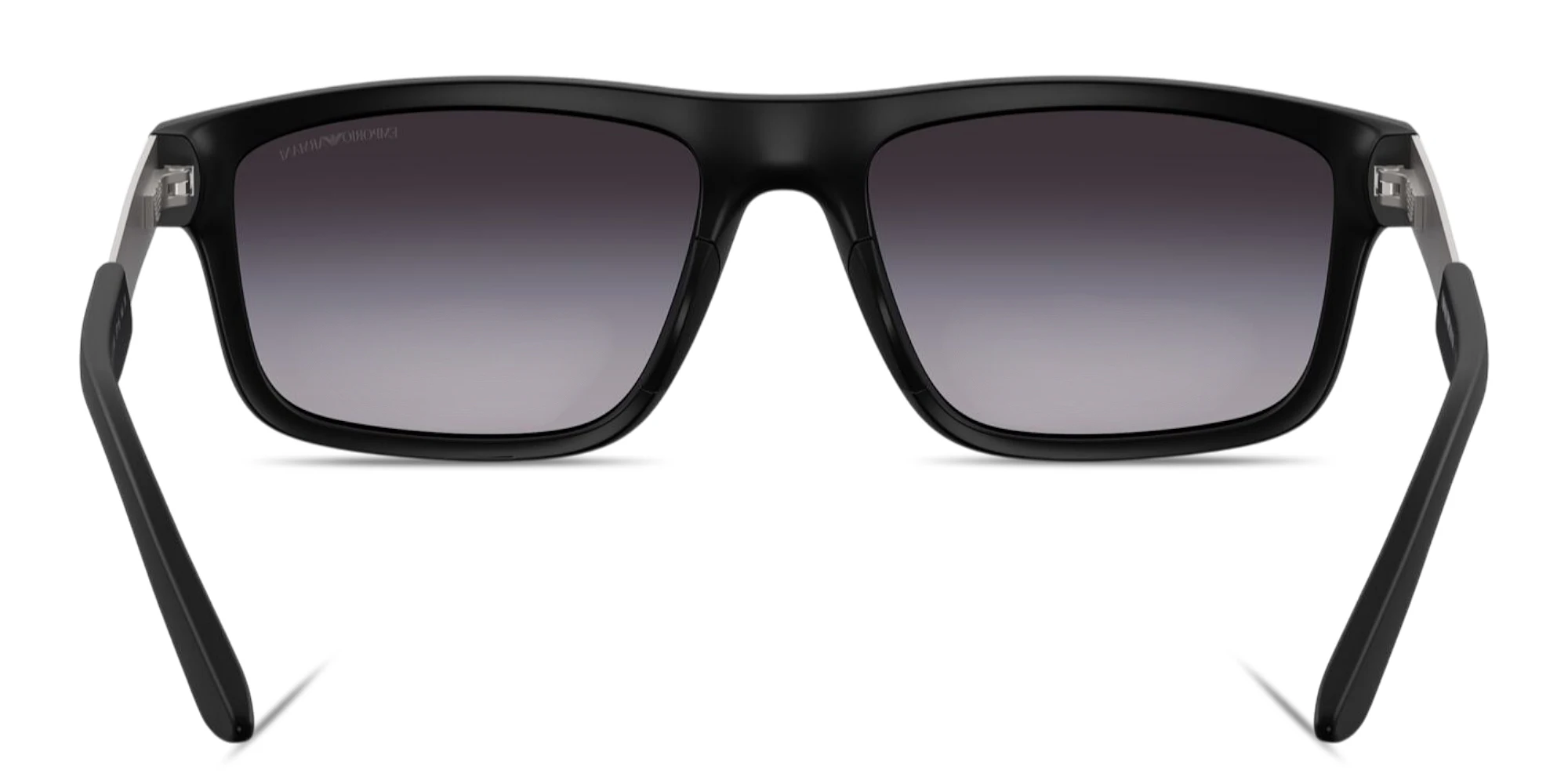 Shop Emporio Armani Eagle Logo Rectangle Sunglasses in Matte Black online.