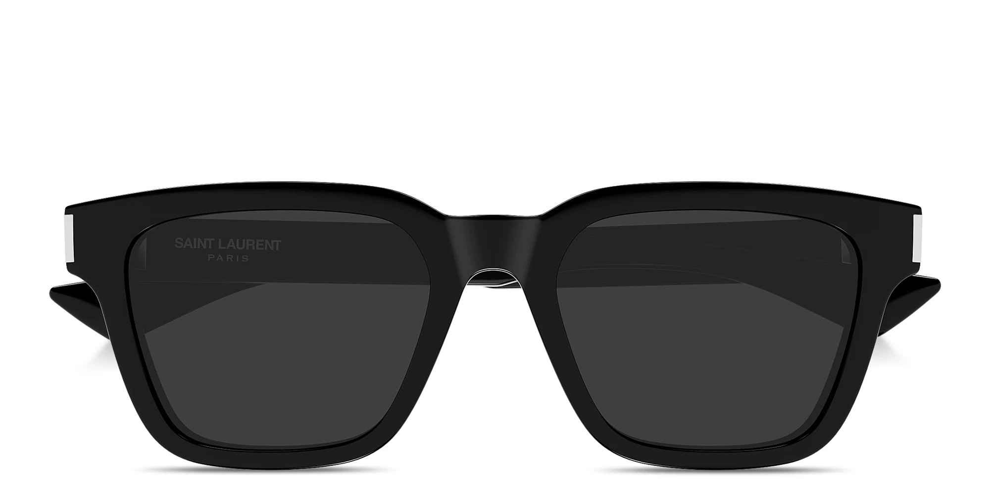 Shop SAINT LAURENT Engraved Logo Unisex Square Sunglasses in Black online.