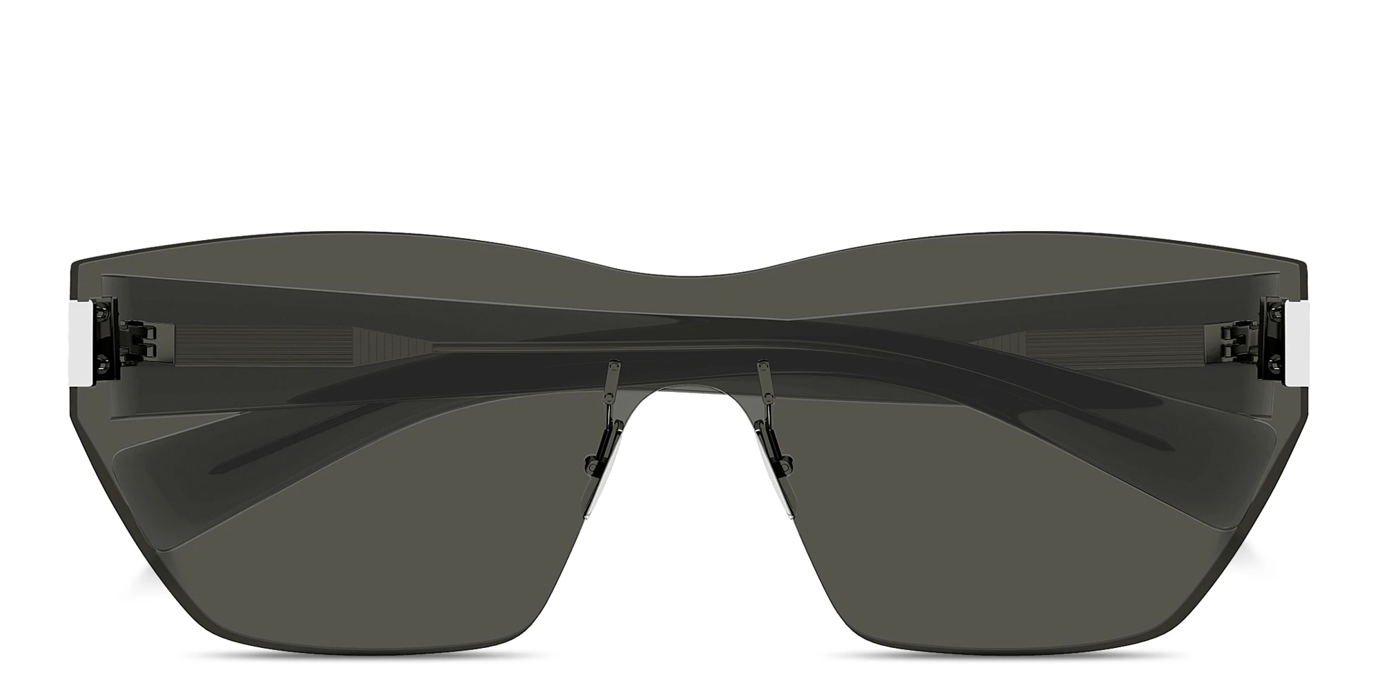 Shop SAINT LAURENT Logo Signature Wide Rimless Cat-Eye Sunglasses in Grey online.
