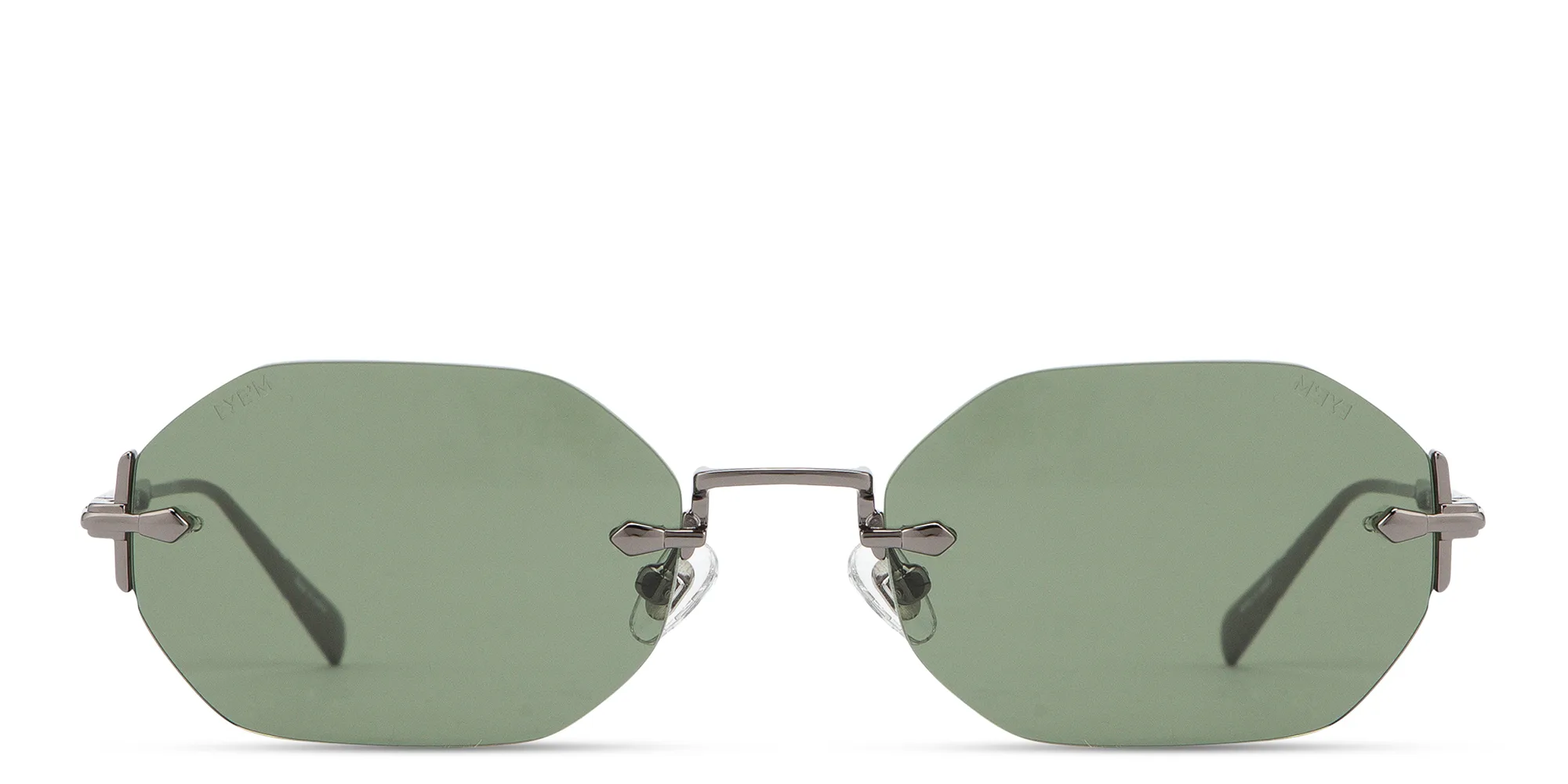 Shop EYE'M Rimless Irregular Sunglasses in Gunmetal online.