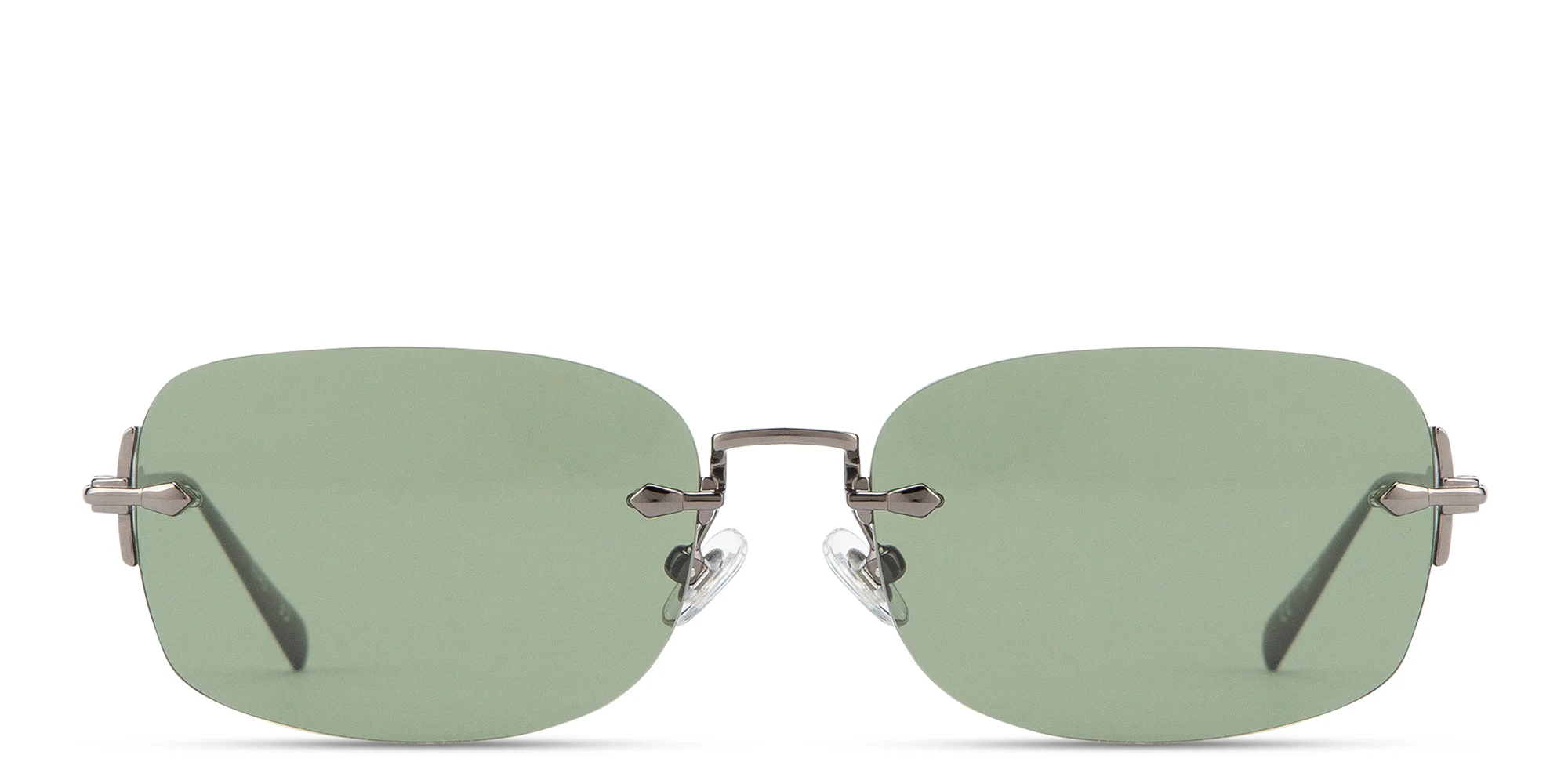Shop EYE'M Rimless Rectangle Sunglasses in Gunmetal online.