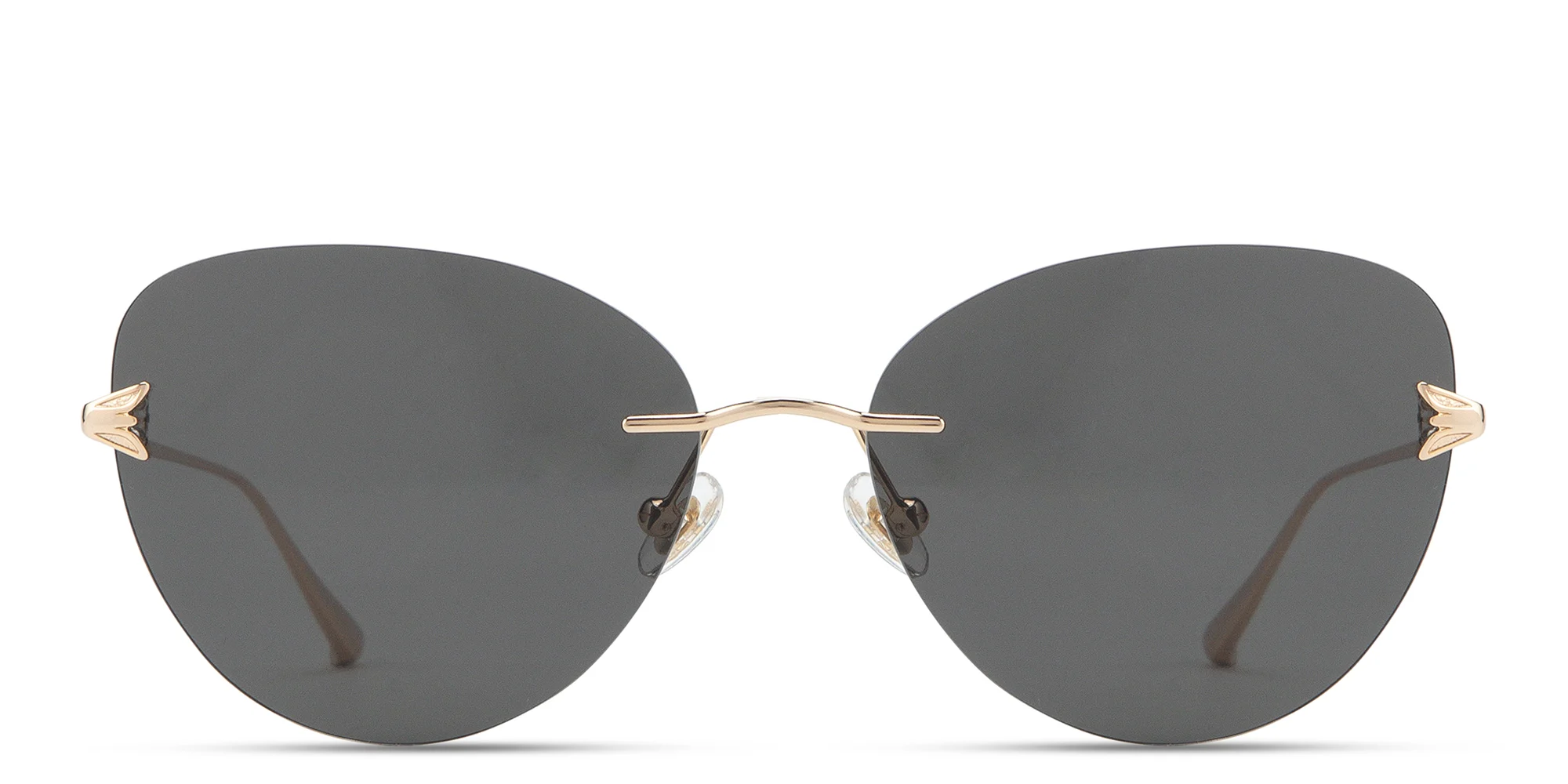 Shop EYE'M Rimless Cat-Eye Sunglasses in Gold online.