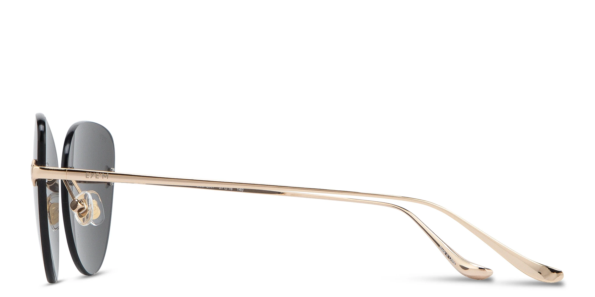 Shop EYE'M Rimless Cat-Eye Sunglasses in Gold online.
