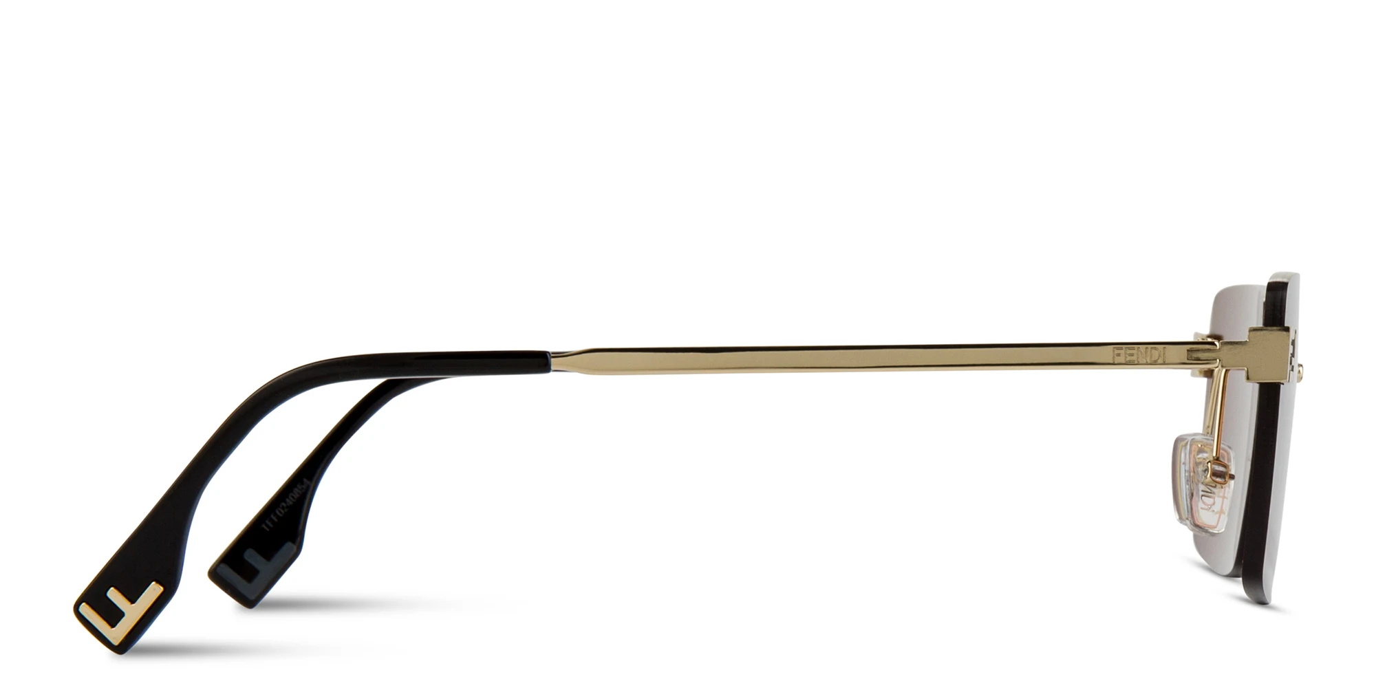 Shop FENDI Sky Rimless Rectangle Sunglasses in Polished Gold online.