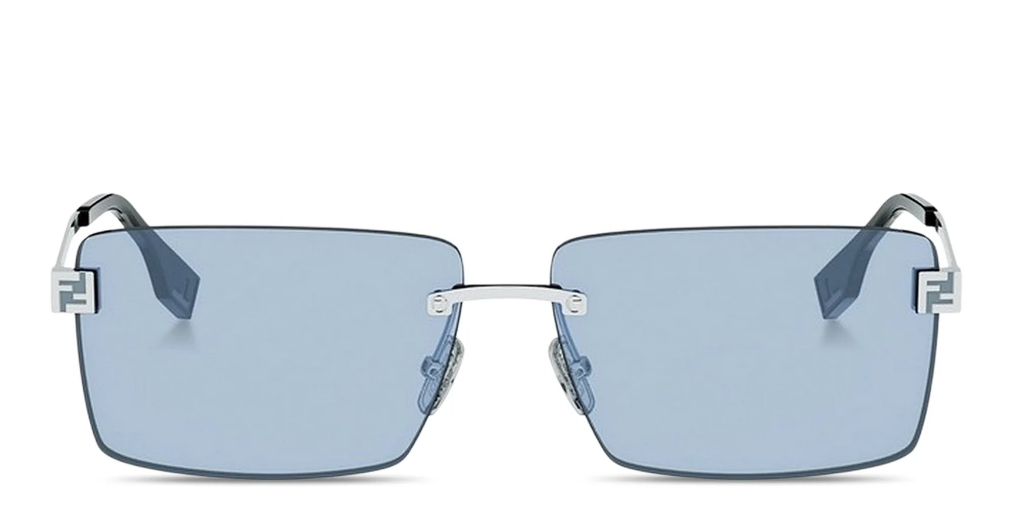 Shop FENDI Sky Rimless Rectangle Sunglasses in Palladium online.