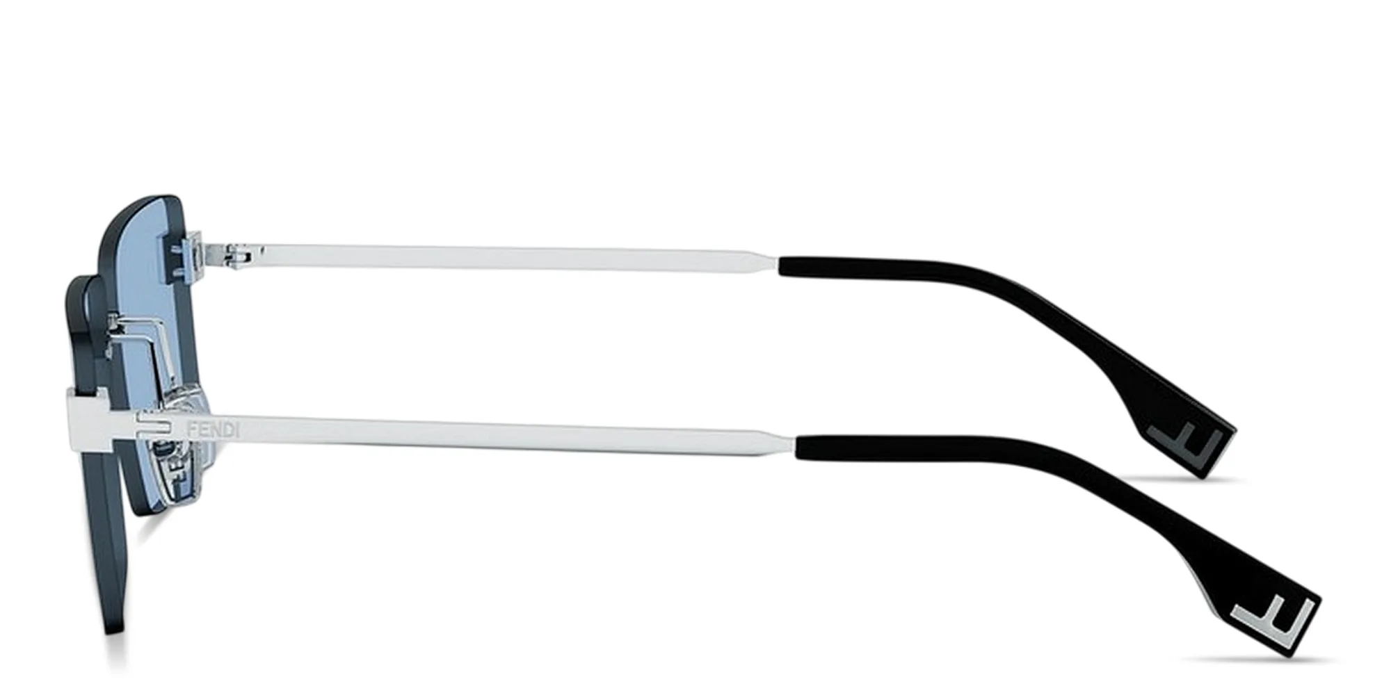 Shop FENDI Sky Rimless Rectangle Sunglasses in Palladium online.