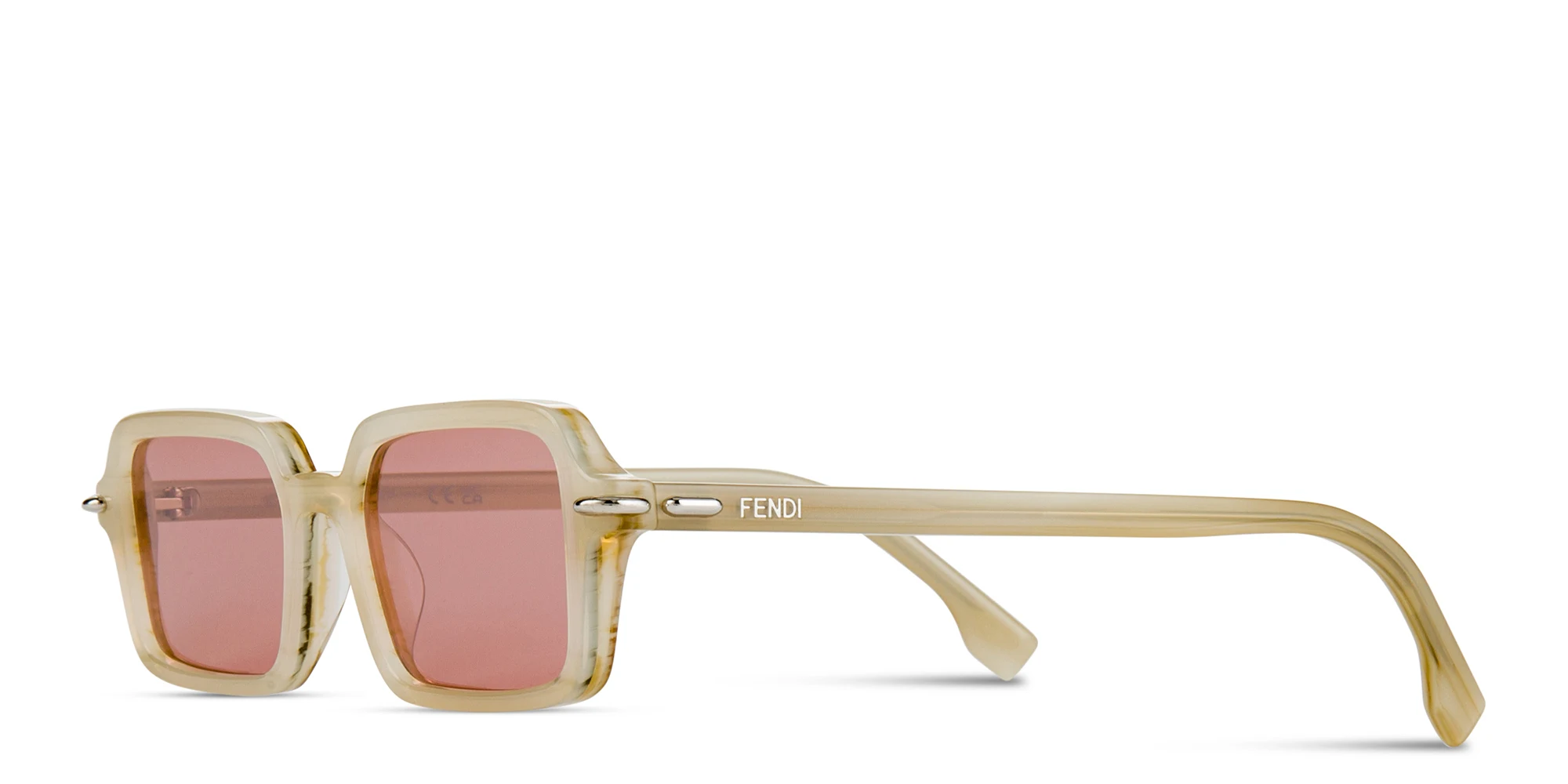 Shop FENDI Selleria Rectangle Sunglasses in Brown online.