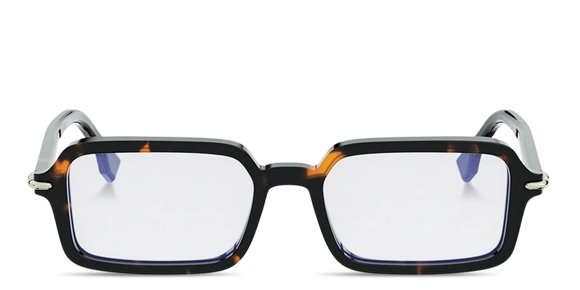 Shop FENDI Selleria Rectangle Sunglasses With Blue Light Lenses in Havana online.
