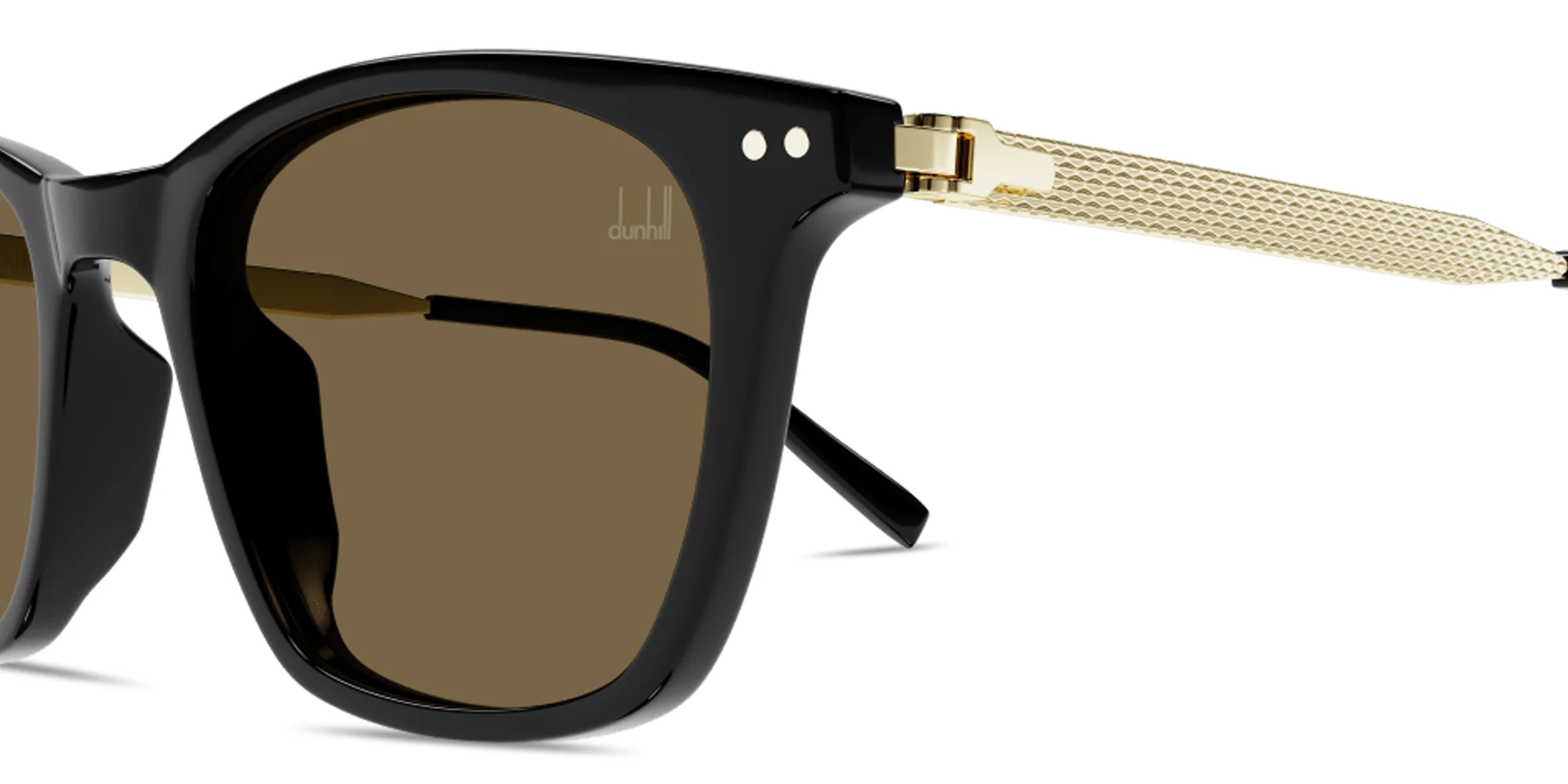 Shop Dunhill Heritage Lock Hinge Combi Square Sunglasses in Black online.