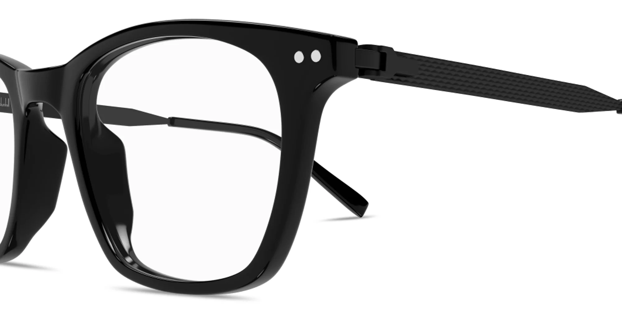 Shop Dunhill Heritage Lock Hinge Combi Square Eyeglasses in Black online.