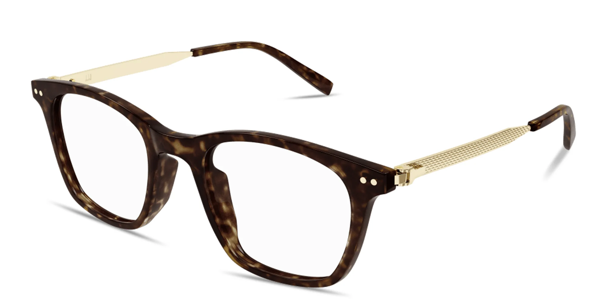 Shop Dunhill Heritage Lock Hinge Combi Square Eyeglasses in Havana online.