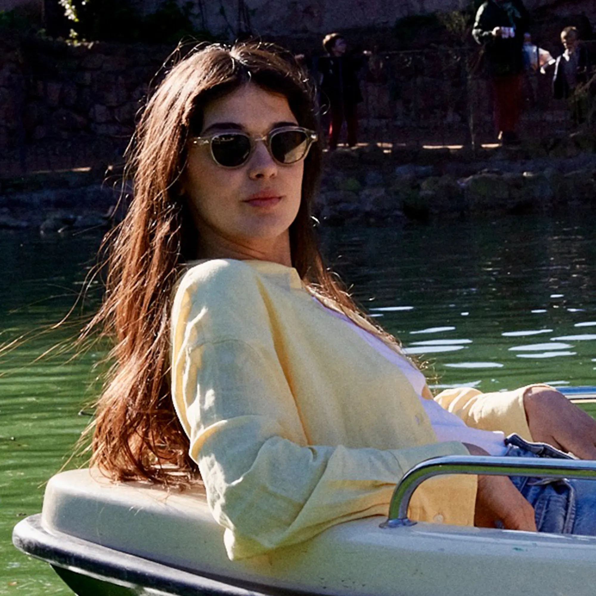 Shop SESTINI Sei E Mezzo Unisex Panthos Sunglasses in Crystal online.