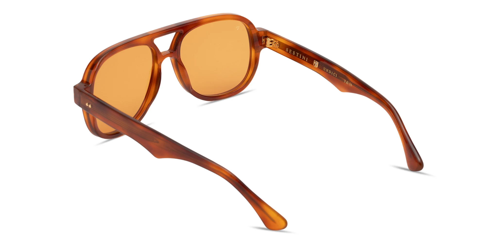 Shop SESTINI Undici Unisex Oversized Aviator Sunglasses in Shiny Honey Tortoise online.