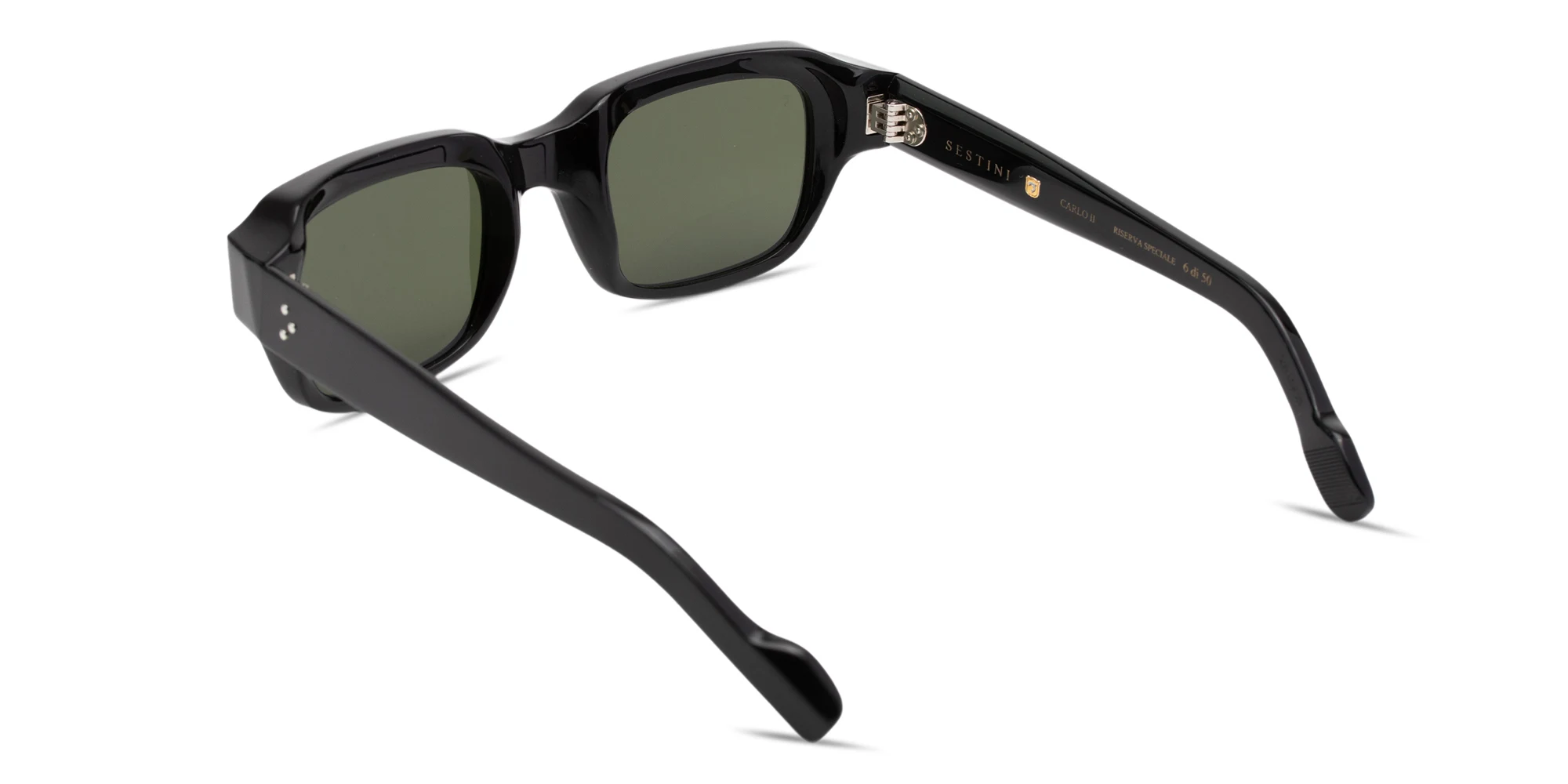 Shop SESTINI Carlo II Limited Edition Unisex Square Sunglasses in Shiny Black online.