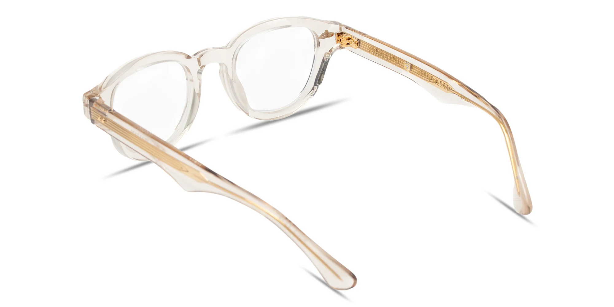 Shop SESTINI Sei E Mezzo Unisex Panthos Eyeglasses with Blue Light Filter in Crystal online.