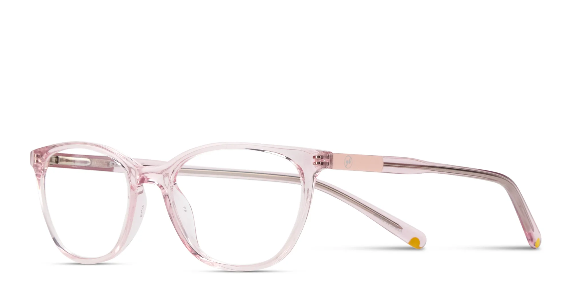 Shop EYE'M Logo Kids Cat-Eye Eyeglasses in Transparent Pink online.