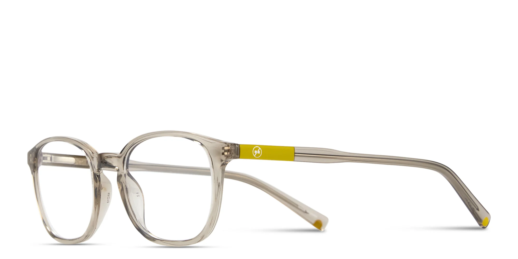 Shop EYE'M Logo Kids Round Eyeglasses in Transparent Beige online.