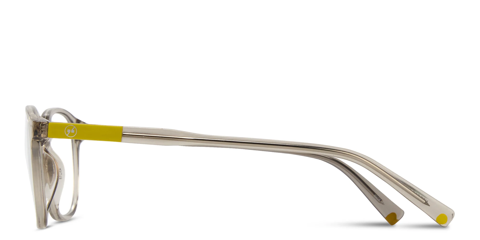 Shop EYE'M Logo Kids Round Eyeglasses in Transparent Beige online.