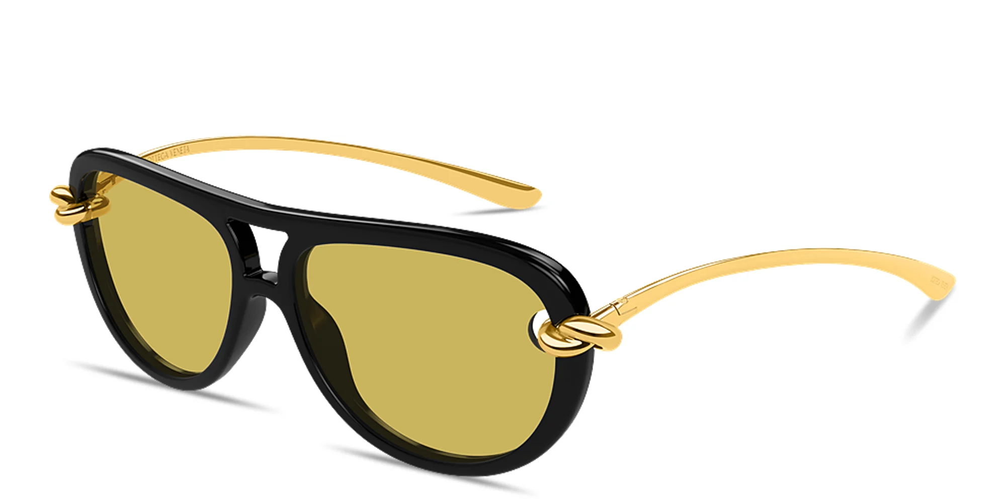 Shop BOTTEGA VENETA Knot Aviator Sunglasses in Black online.