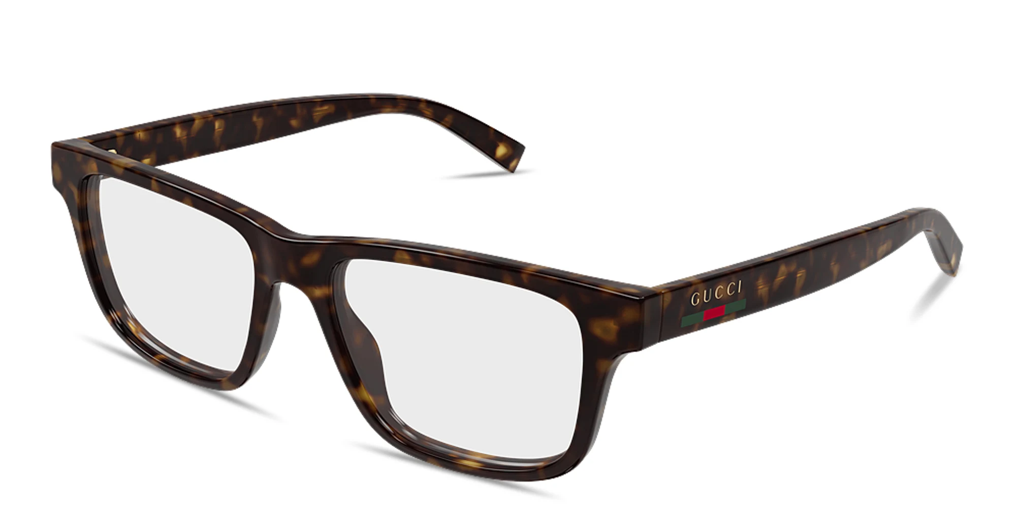 Shop GUCCI Web Rectangle Eyeglasses in Havana online.