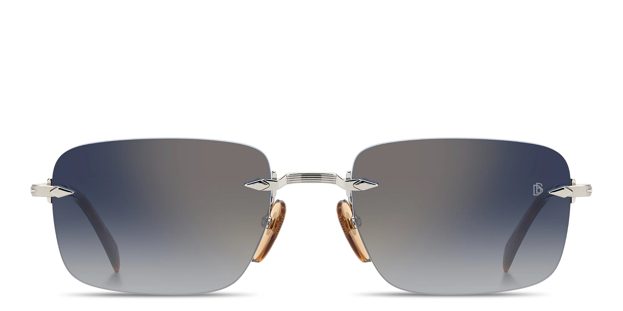 Shop DAVID BECKHAM Curator Collection Rimless Rectangle Sunglasses in Palladium online.