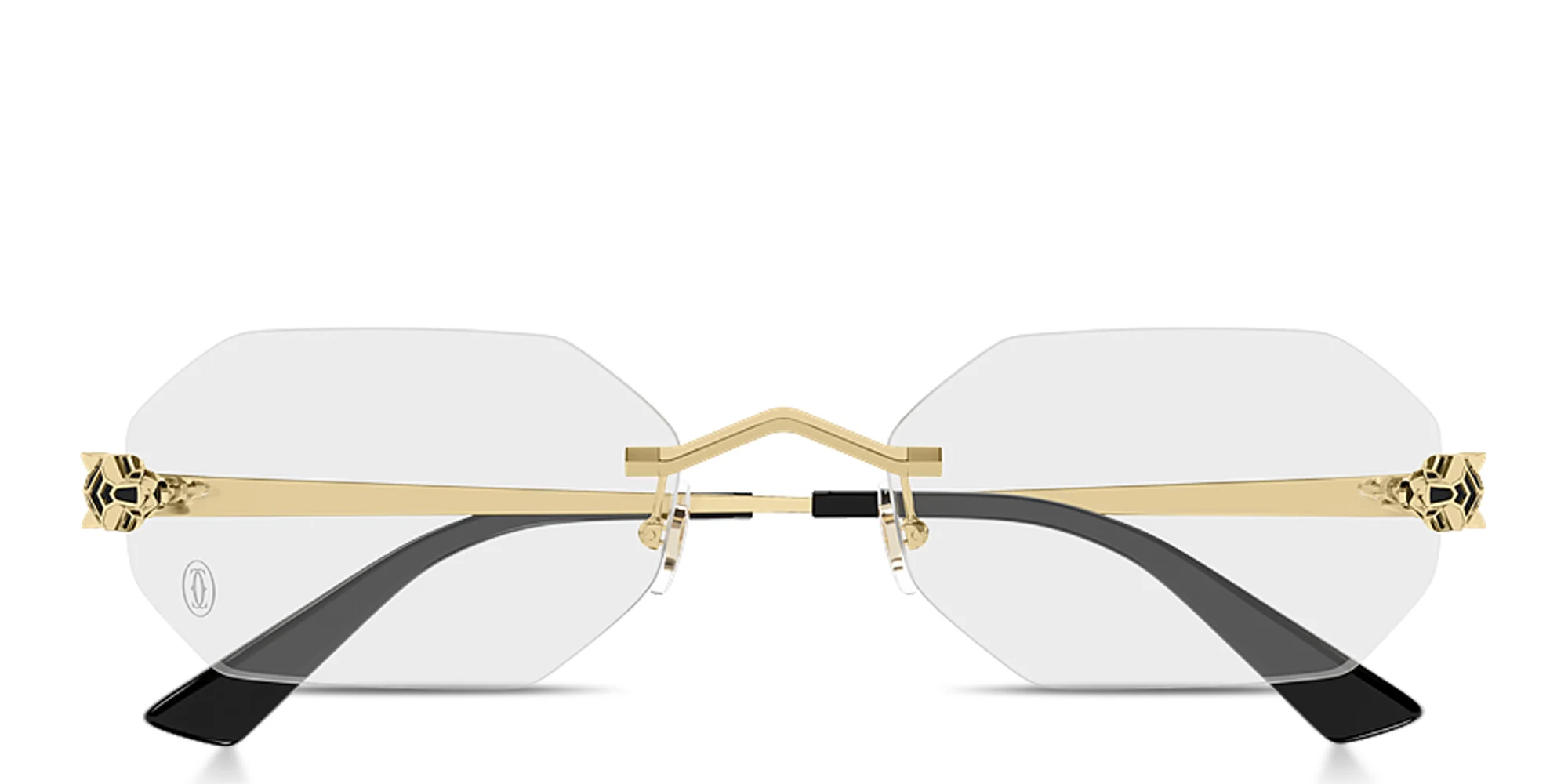 تسوق نظارات طبية بانتير دو كارتييه واسعة غير منتظمة بدون إطار للجنسين كارتييه بلون ذهبي أونلاين.