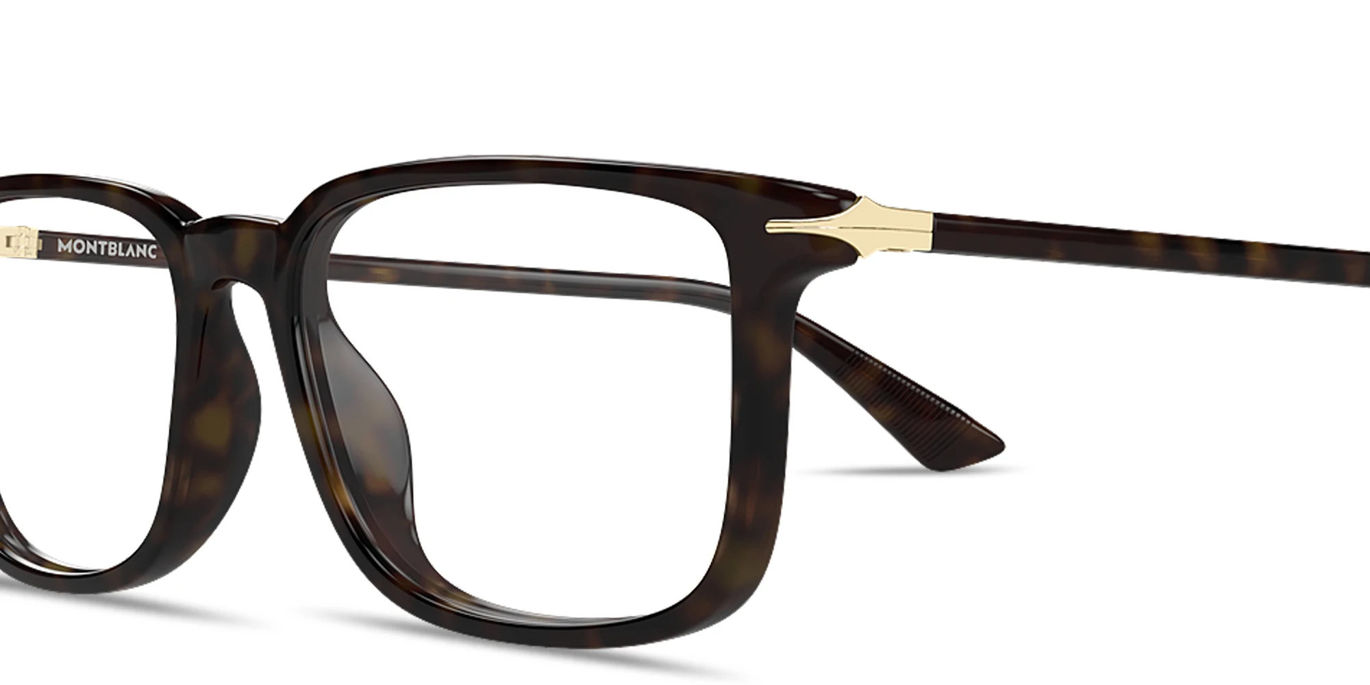 Shop MONTBLANC Nib Rectangle Eyeglasses in Havana online.