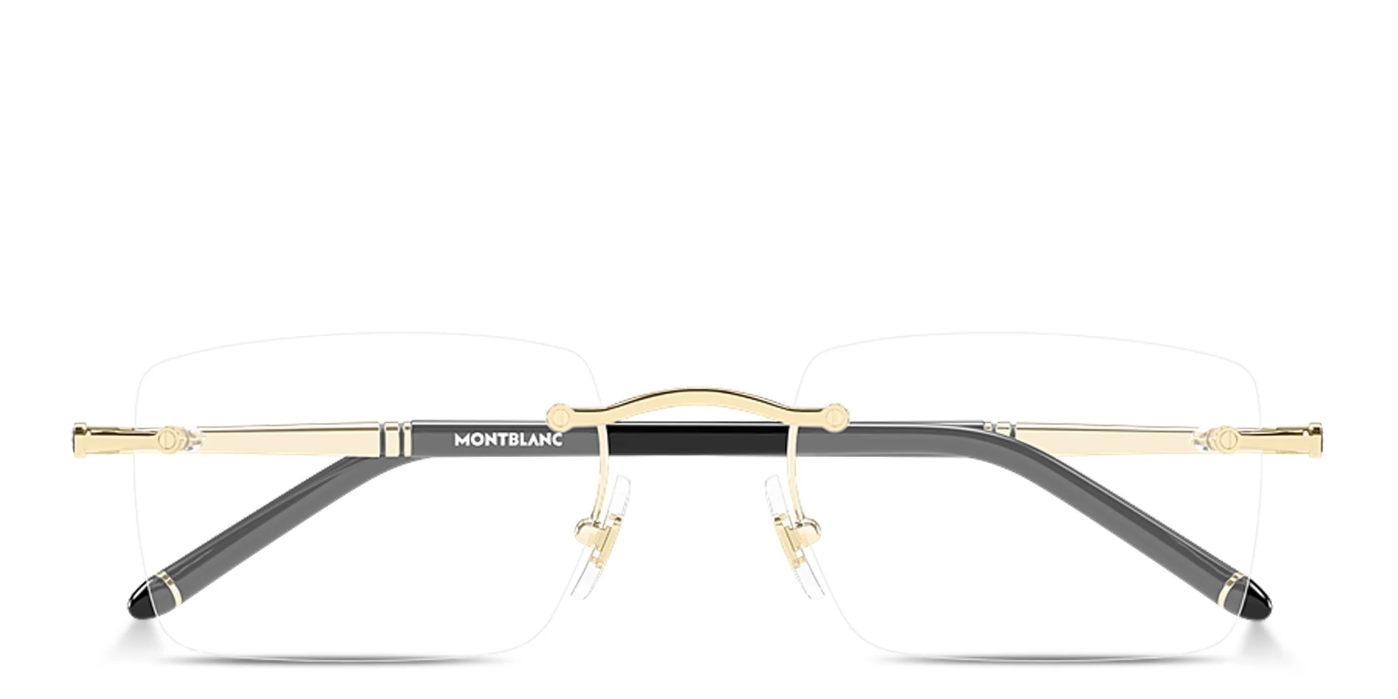 Shop MONTBLANC Meisterstück Rimless Rectangle Eyeglasses in Gold online.