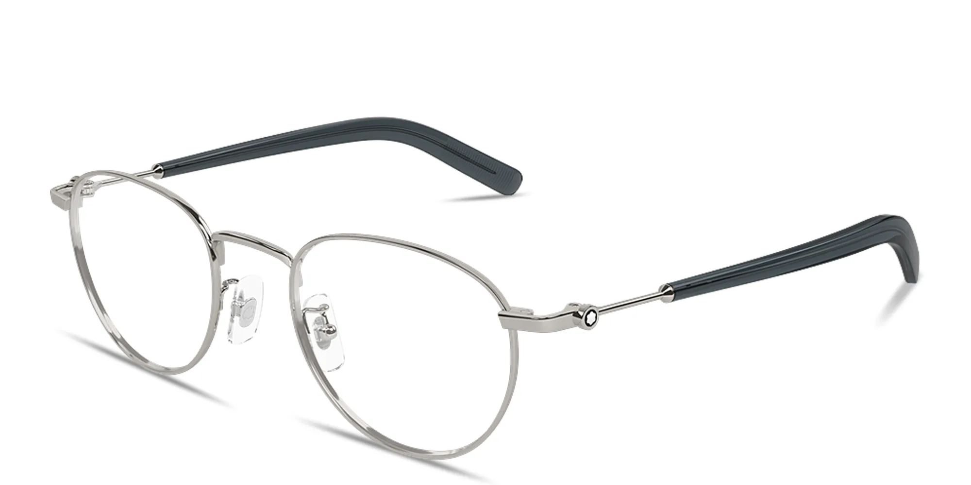 Shop MONTBLANC Snowcap Panthos Eyeglasses in Silver online.
