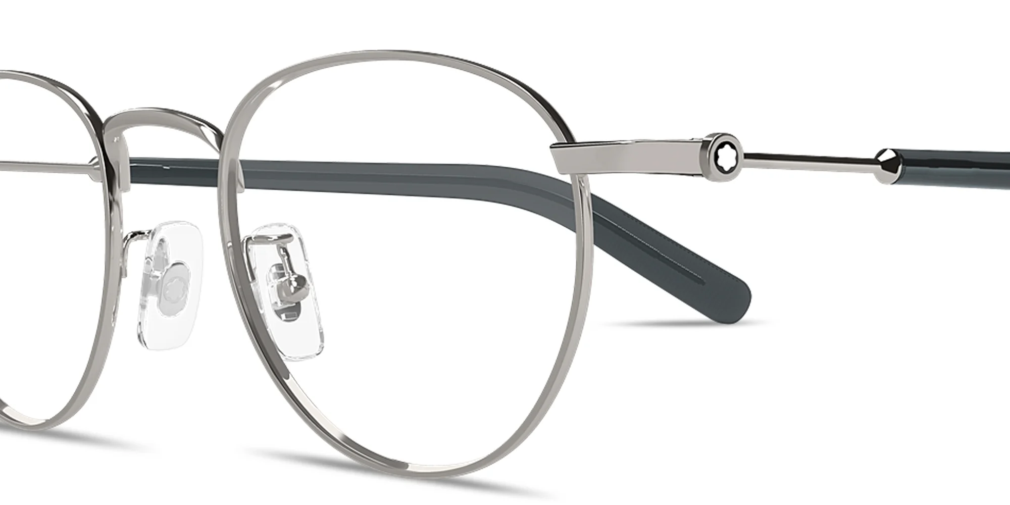 Shop MONTBLANC Snowcap Panthos Eyeglasses in Silver online.
