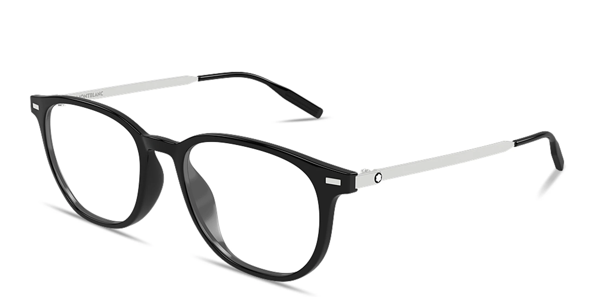 Shop MONTBLANC Snowcap Round Eyeglasses in Black online.