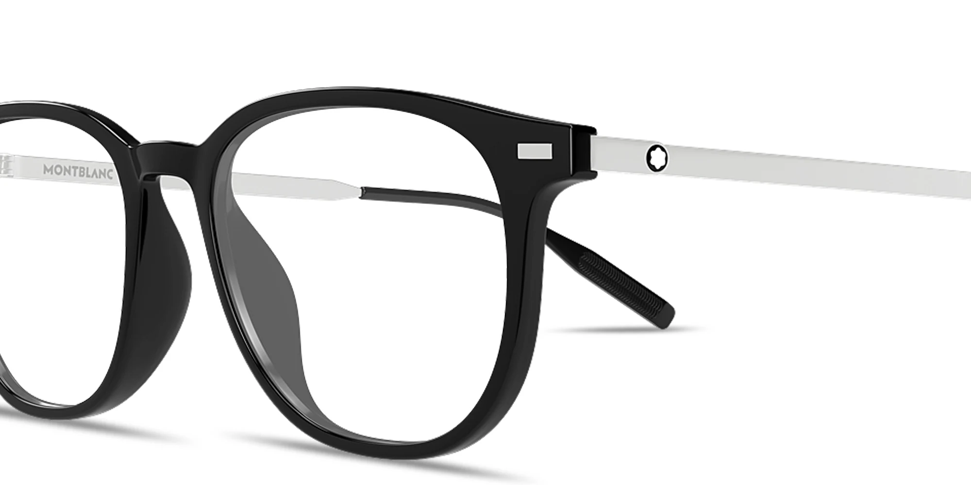 Shop MONTBLANC Snowcap Round Eyeglasses in Black online.