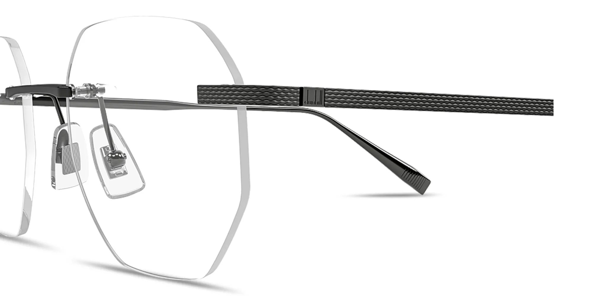 تسوق نظارات طبية غير منتظمة بدون إطار بالشعار المنقوش دنهيل بلون روثينيوم أونلاين.