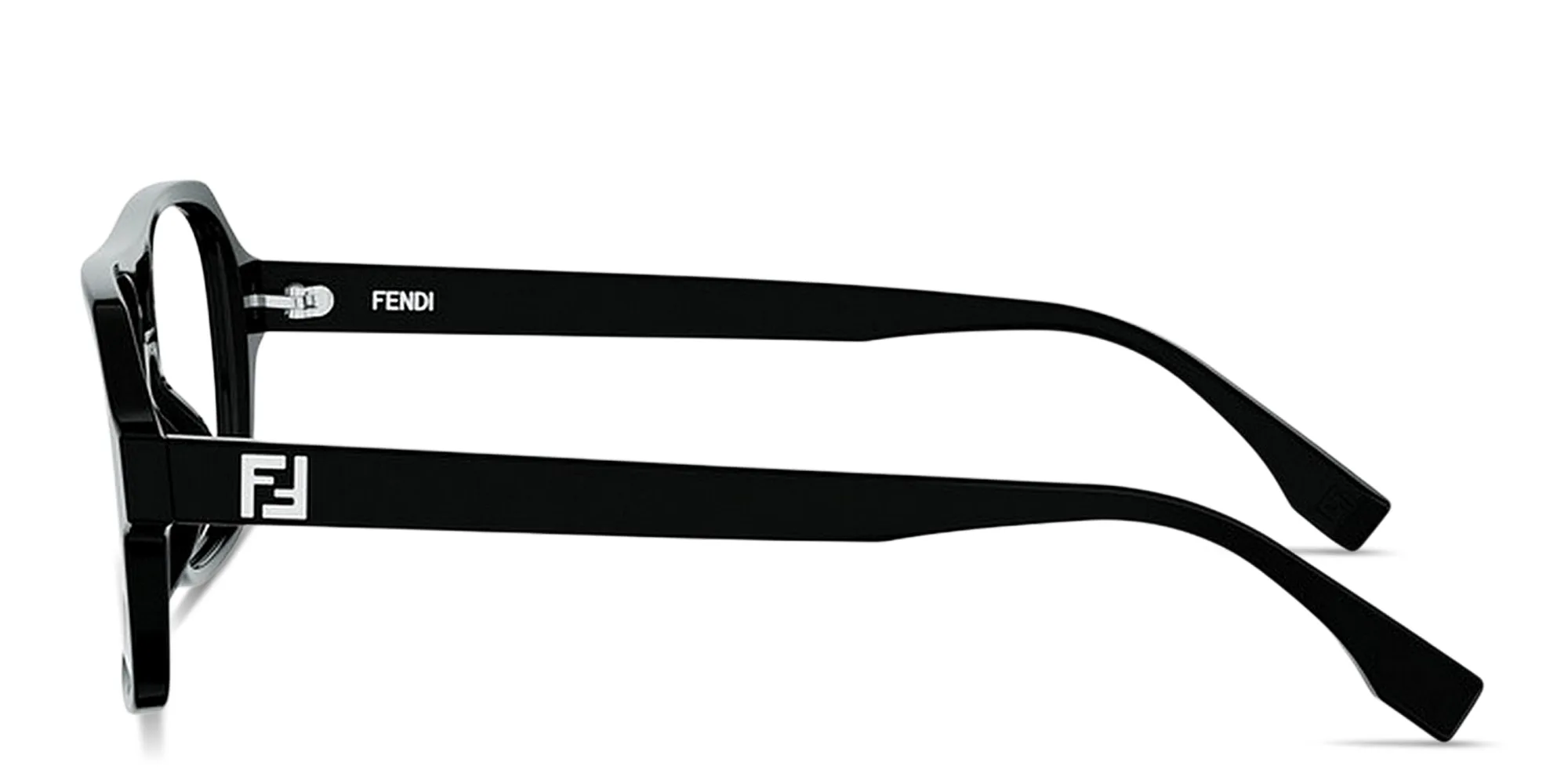 Shop FENDI FF Squared Square Eyeglasses in Black online.