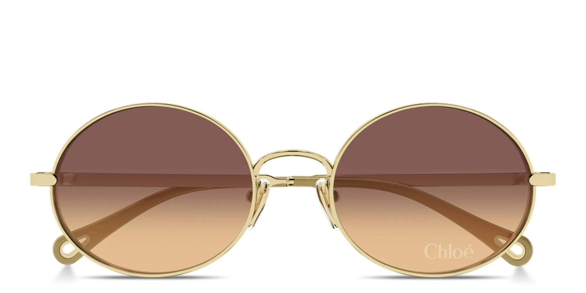 Shop Chloe Aly Petit Oval Sunglasses in Gold online.