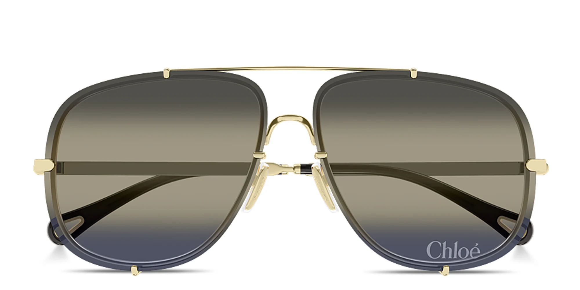 Shop Chloe Ivy Aviator Sunglasses in Gold online.