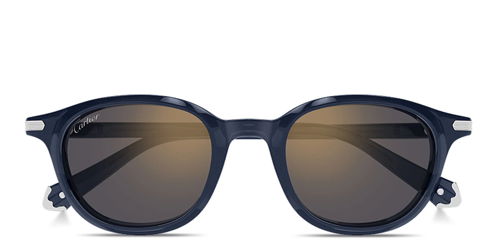 Shop Cartier Première de Cartier Unisex Round Sunglasses in Blue online.
