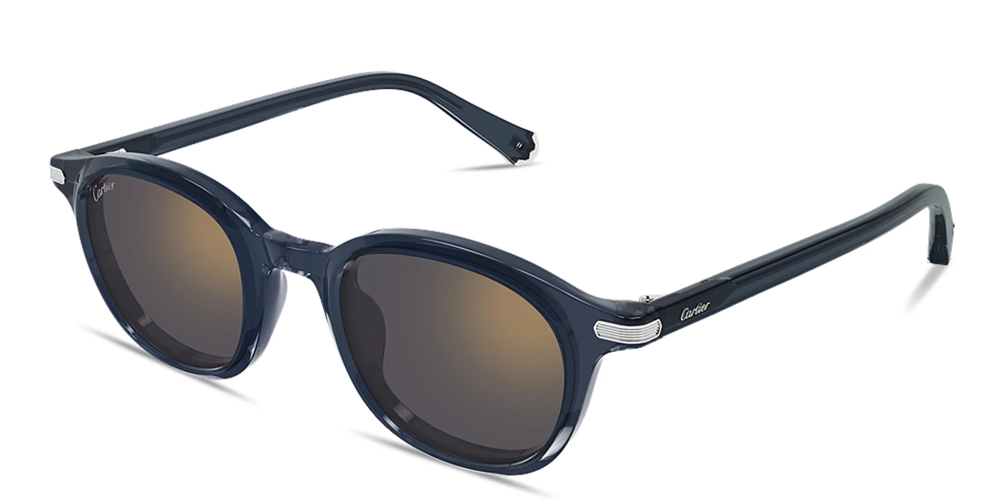 Shop Cartier Première de Cartier Unisex Round Sunglasses in Blue online.