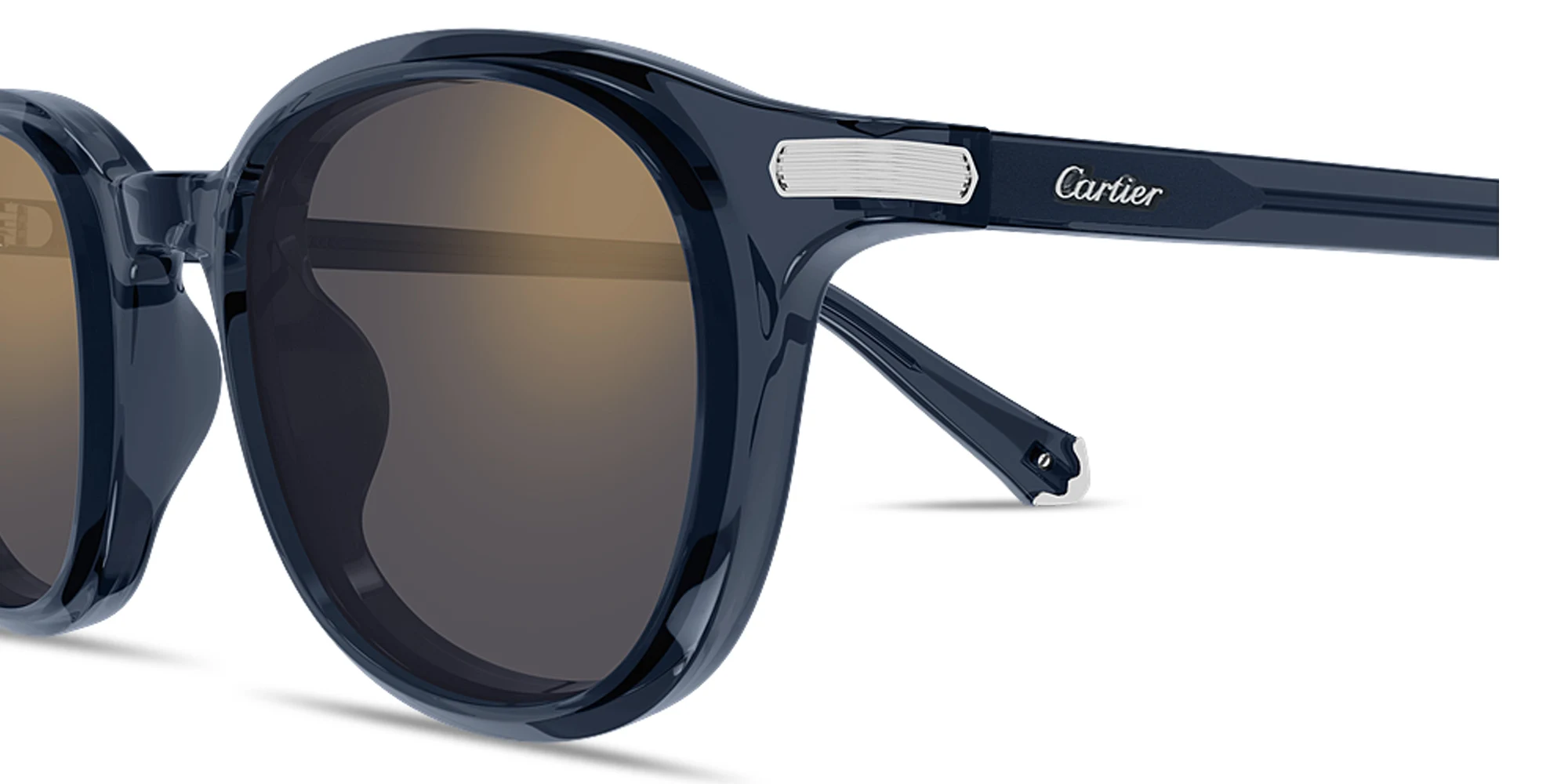 Shop Cartier Première de Cartier Unisex Round Sunglasses in Blue online.