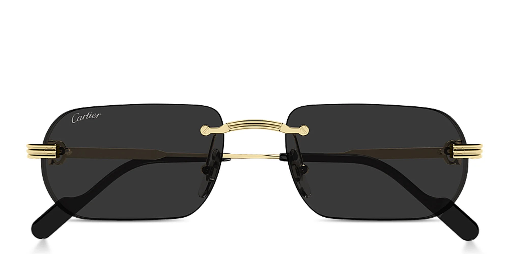 Shop Cartier Première de Cartier Rimless Rectangle Sunglasses in Gold online.