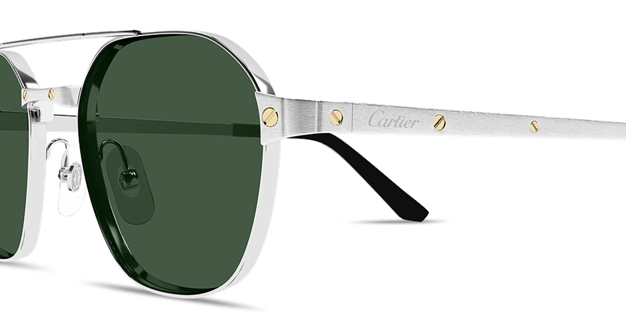Shop Cartier Santos de Cartier Square Sunglasses in Silver online.