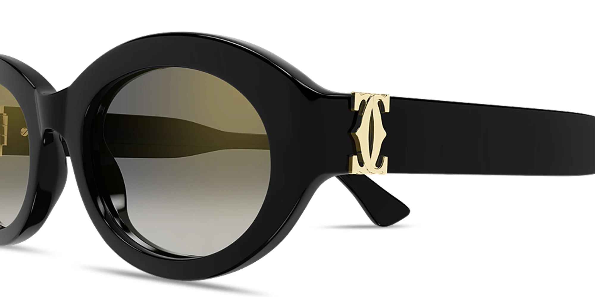 Shop Cartier Double C de Cartier Oval Sunglasses in Black online.