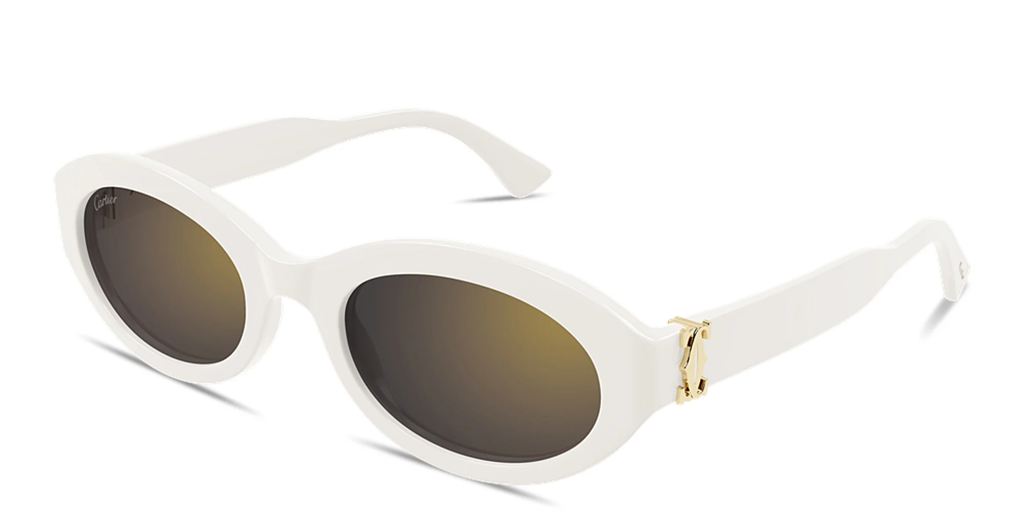 Shop Cartier Double C de Cartier Oval Sunglasses in White online.