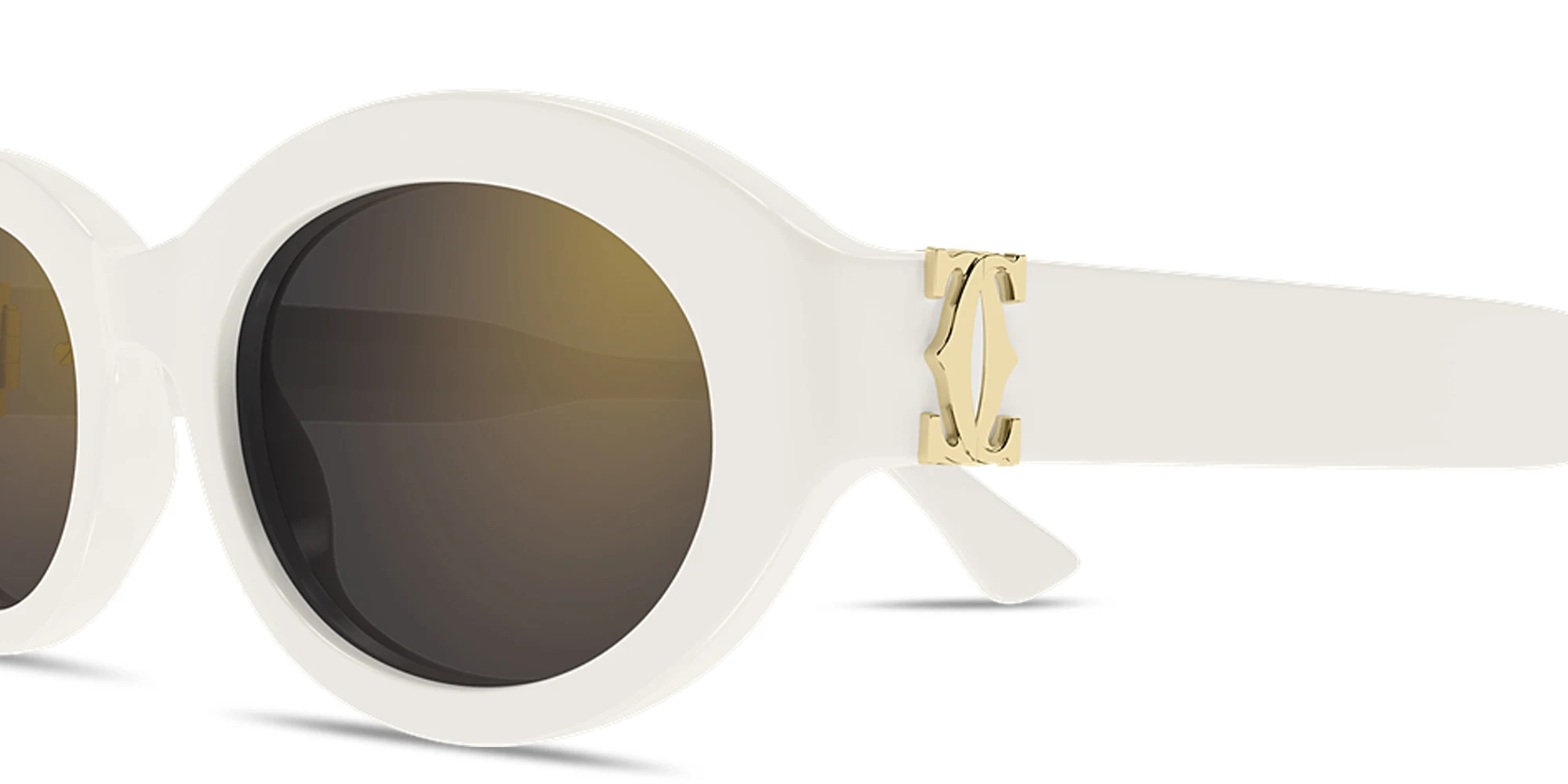 Shop Cartier Double C de Cartier Oval Sunglasses in White online.