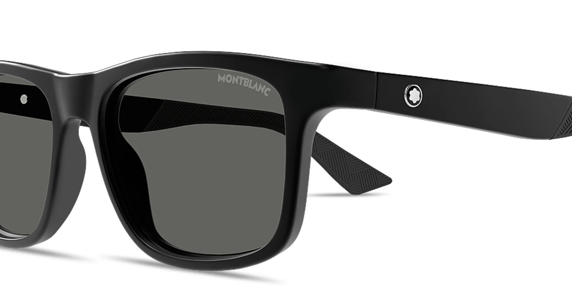 Shop MONTBLANC Snowcap Rectangle Sunglasses in Black online.