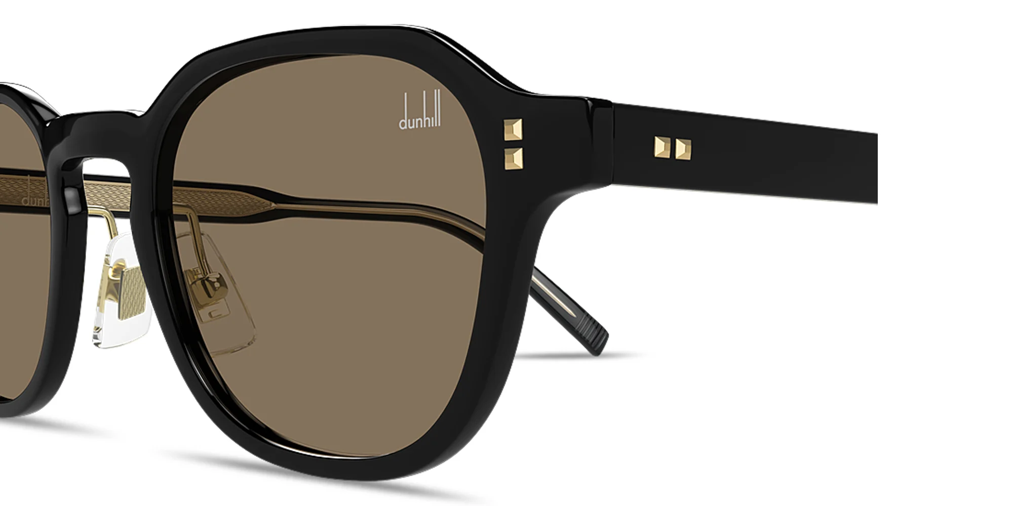 Shop Dunhill Studs Irregular Sunglasses in Black online.