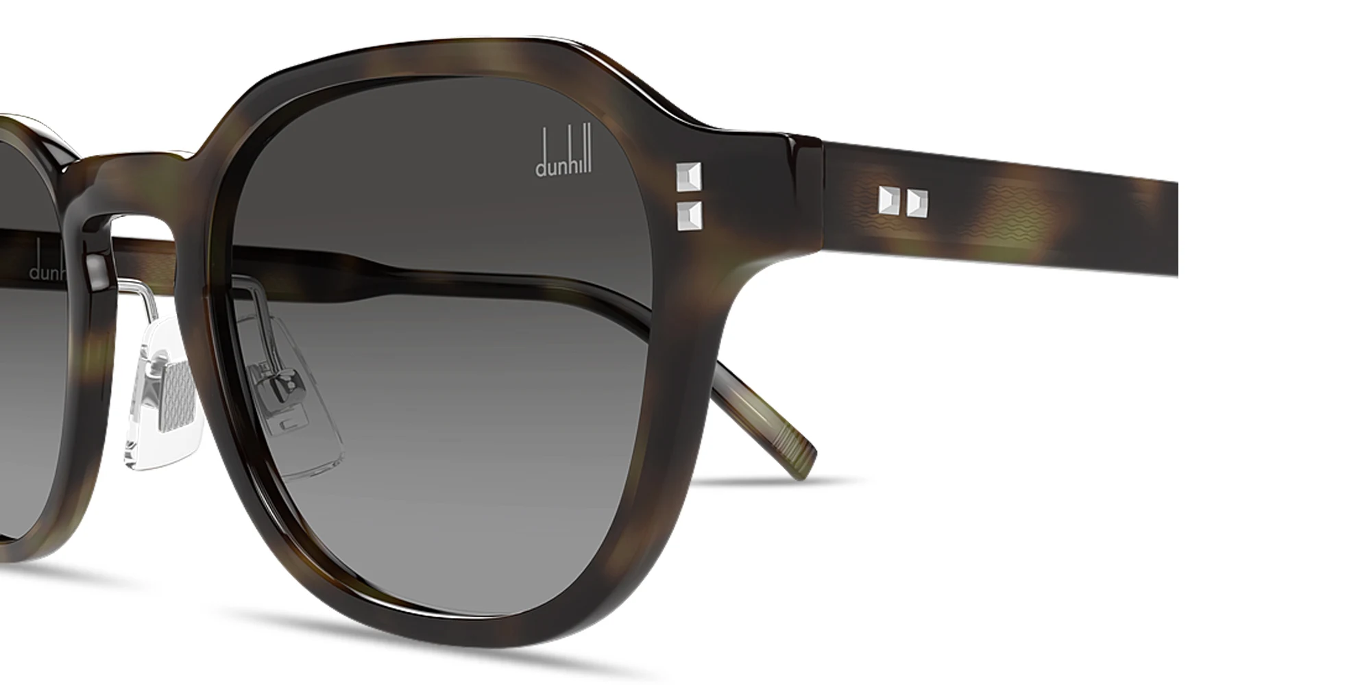 Shop Dunhill Studs Irregular Sunglasses in Havana online.