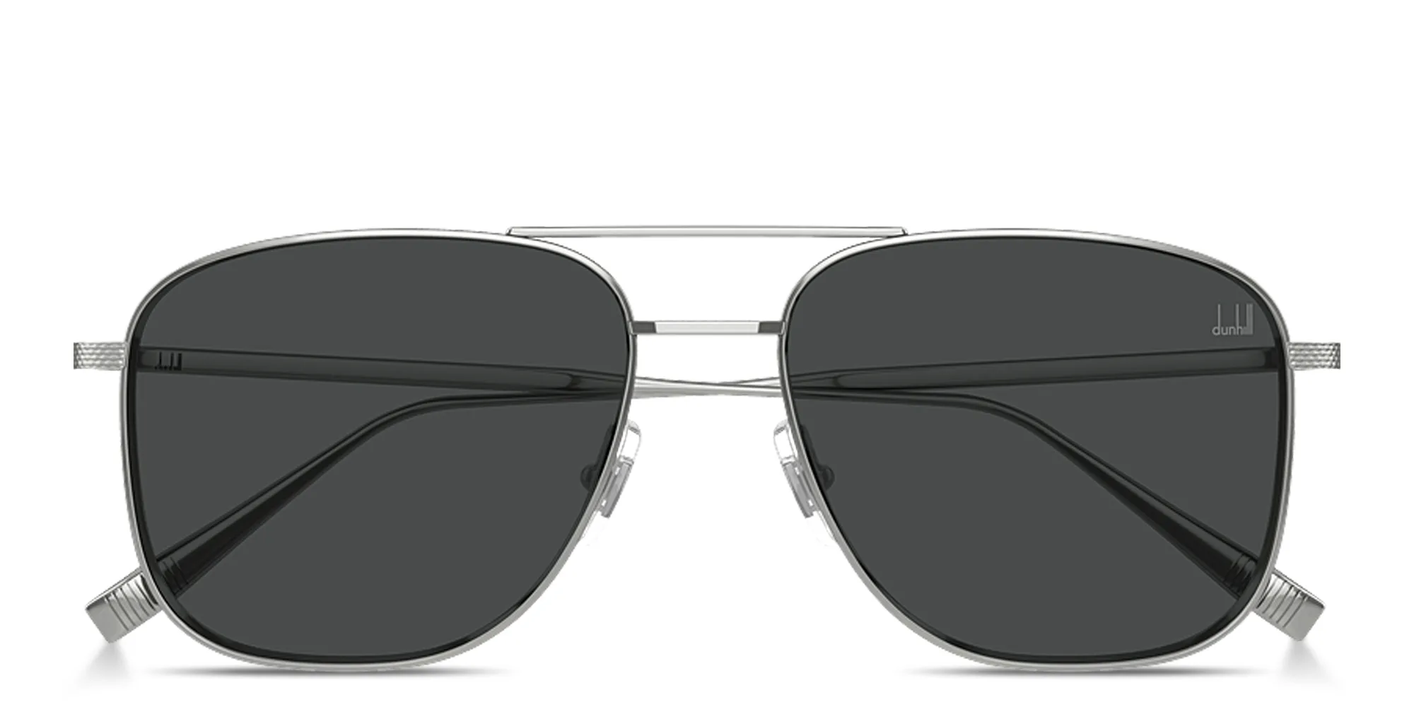 Shop Dunhill Engraved Logo Rectangle Sunglasses in Silver online.