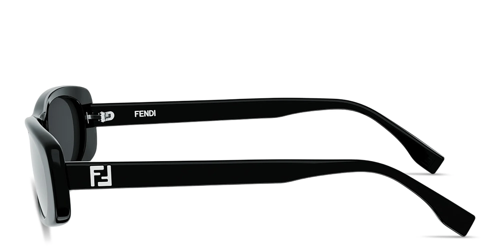 Shop FENDI FF Squared Oval Sunglasses in Black online.